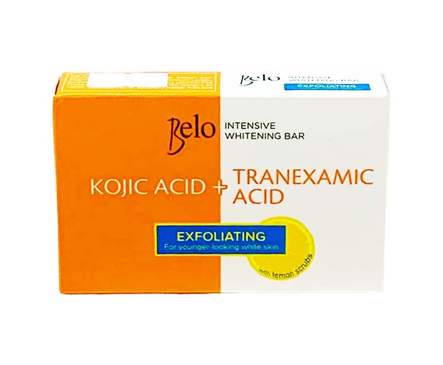 belo whitening glutathione kojic soap review Intensive Bar Acid + Tranexamic Acid Exfoliating with Lemon Scrubs 65g sensitive skin